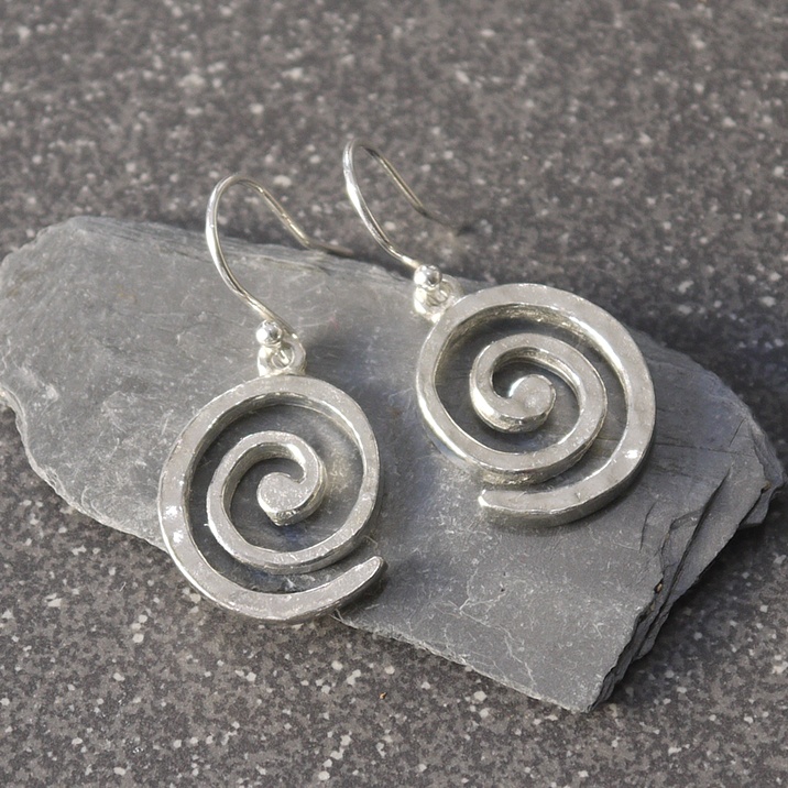 Cornish Tin Spiral Earrings 35.00 Earrings 10 Year Anniversary Tin Gifts