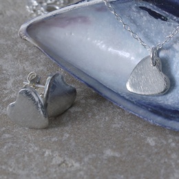 Delicate Tin Heart Necklace & Earrings Set