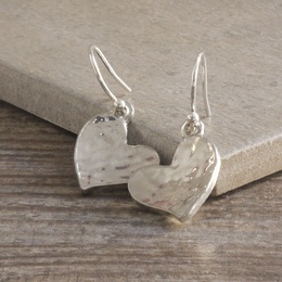 Cornish Tin Hammered Heart Earrings