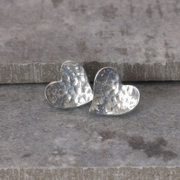 Cornish Tin Hammered Heart Stud Earrings