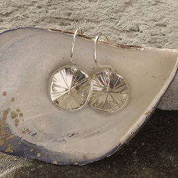 Textured Tin Disc Drop Earrings