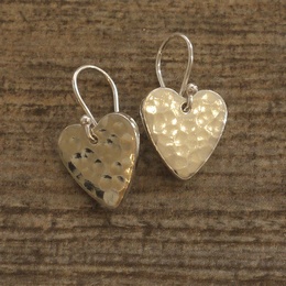 Hammered Tin Heart Drop Earrings